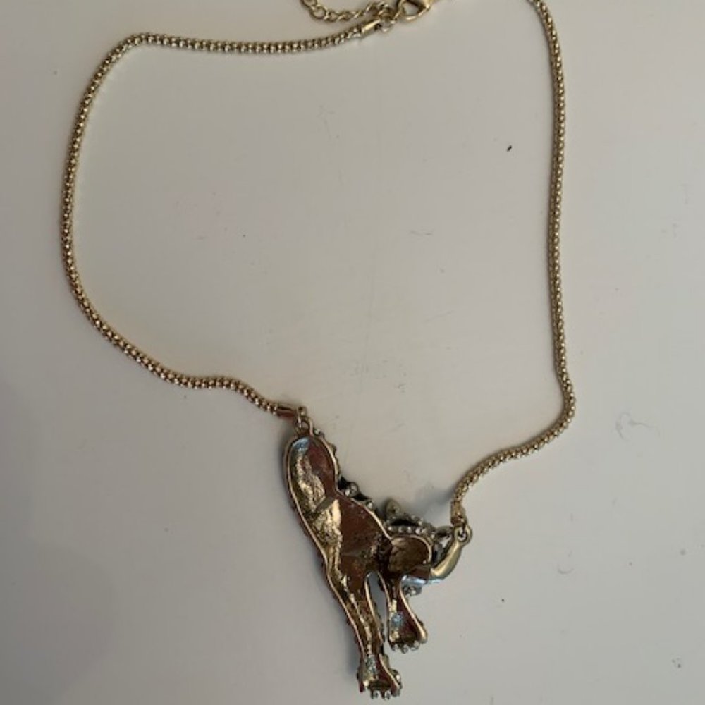 Snow Leopard Rhinestone Necklace - Picture 3 of 3